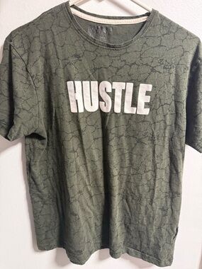 HUSTLE Graphic Tee - Olive Green Short Sleeve Men’s Shirt